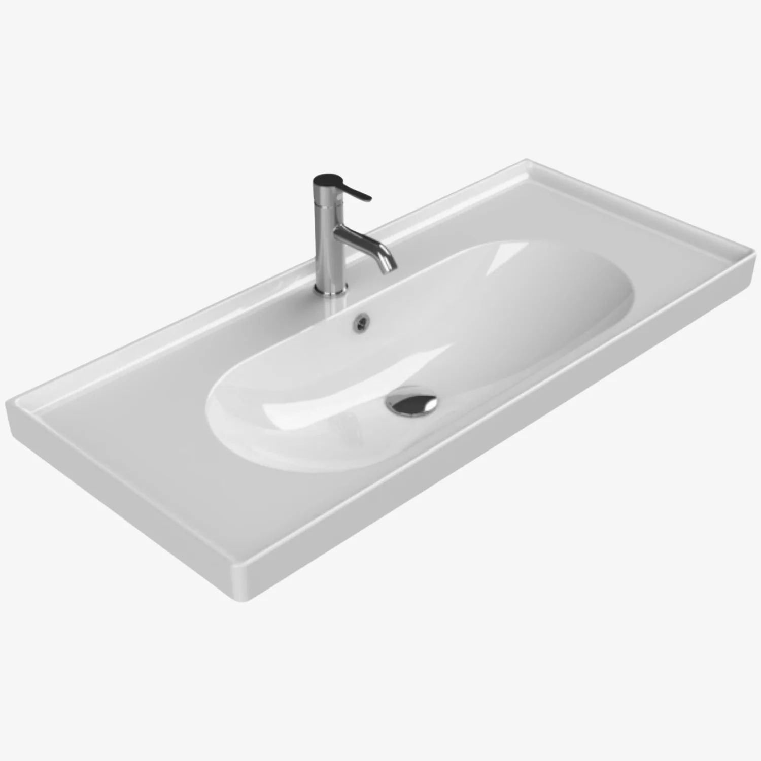 [10512048] Arya keramische wastafel 100 cm Hoogglans wit