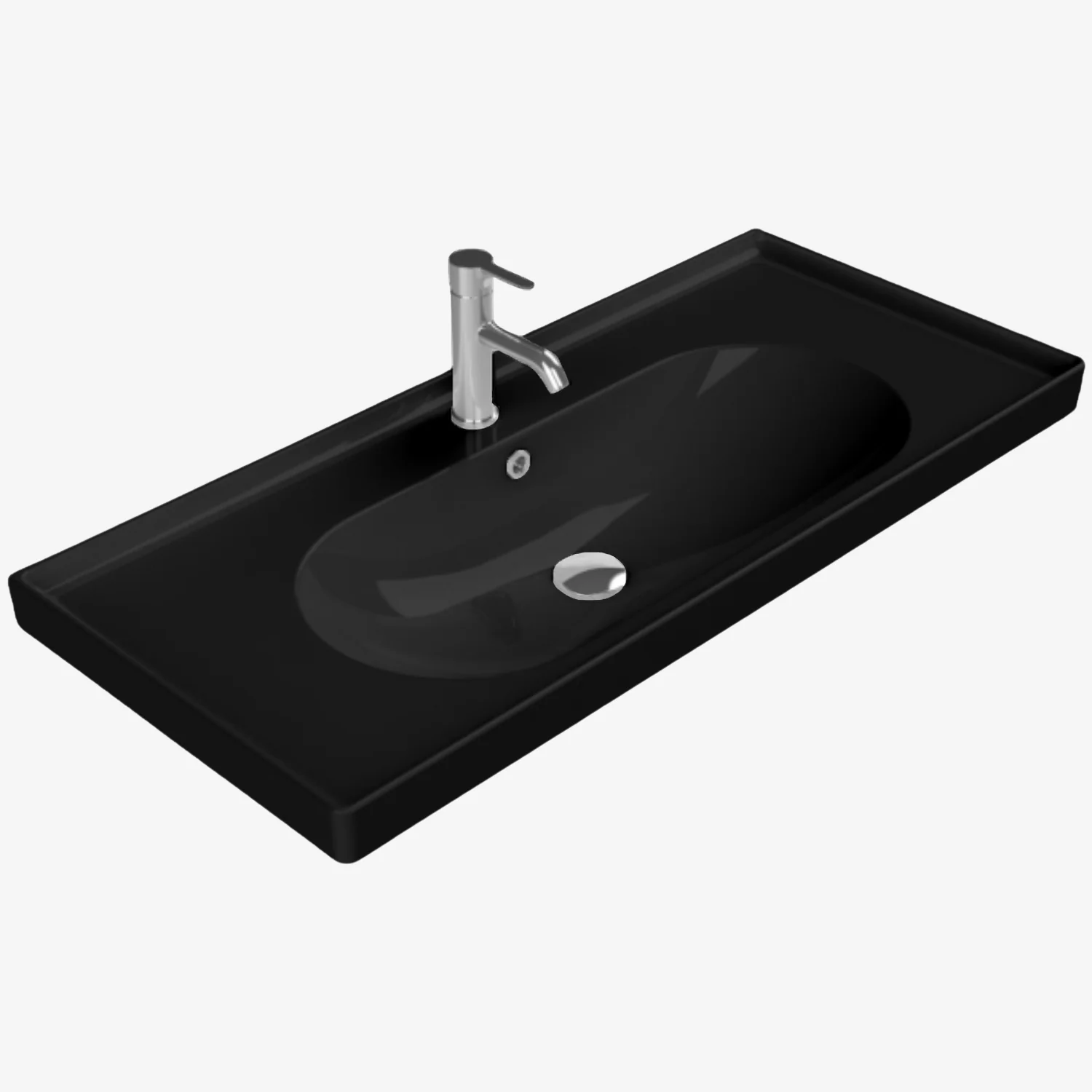 [10512052] Arya keramische wastafel 100 cm Mat zwart